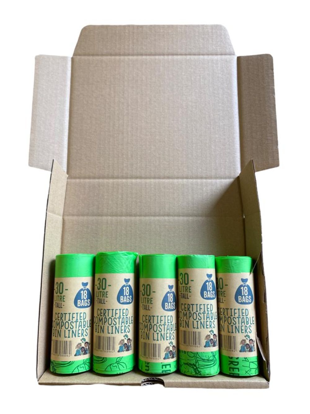 30 Litre Compostable Waste Bags | Set of 6 | Green
