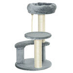 Cat Tree Scratcher Kitty Activity Center 2 Perch Sisal Rope | Gray
