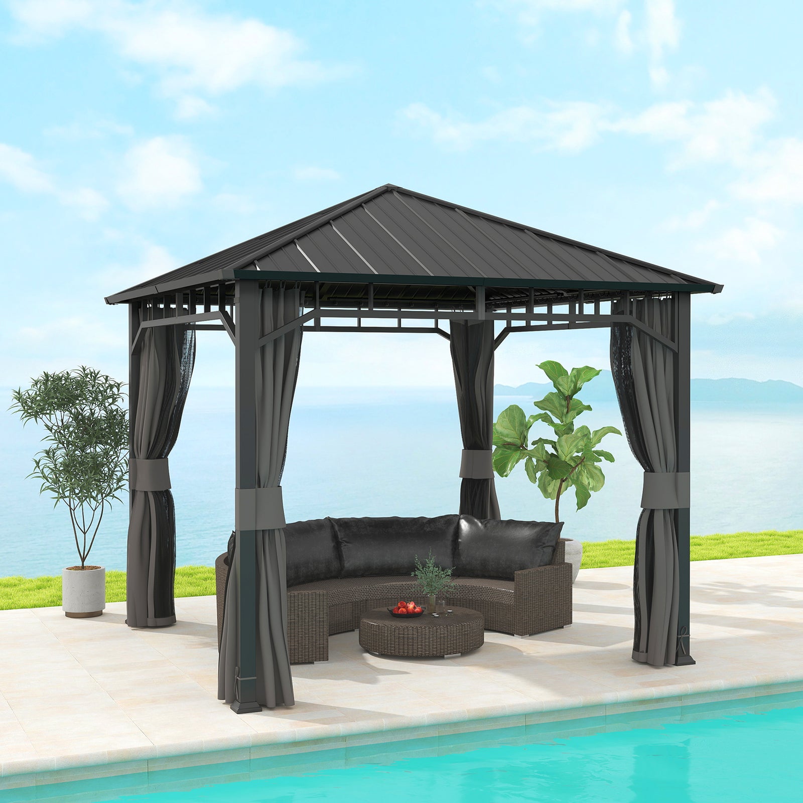 3 X 3(m) Hardtop Gazebo With Galvanised Steel Roof And Sides