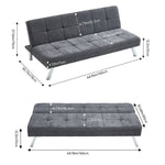 Modern Grey Fabric Sofa Bed With Folding Design – Tufted Upholstery, 28d Sponge Filling & Sturdy Iron Legs