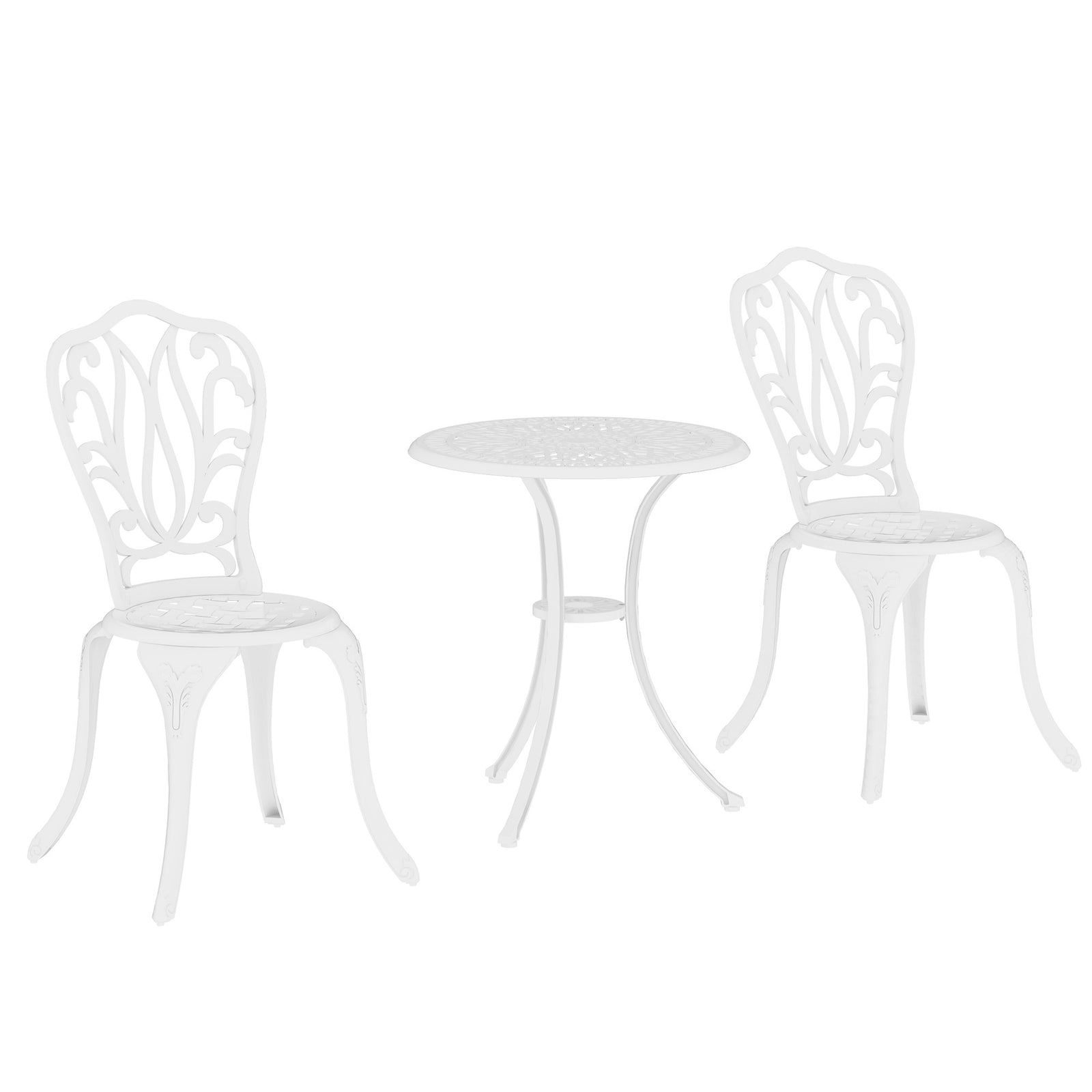3 Piece Patio Bistro Set Outdoor Table Set | White