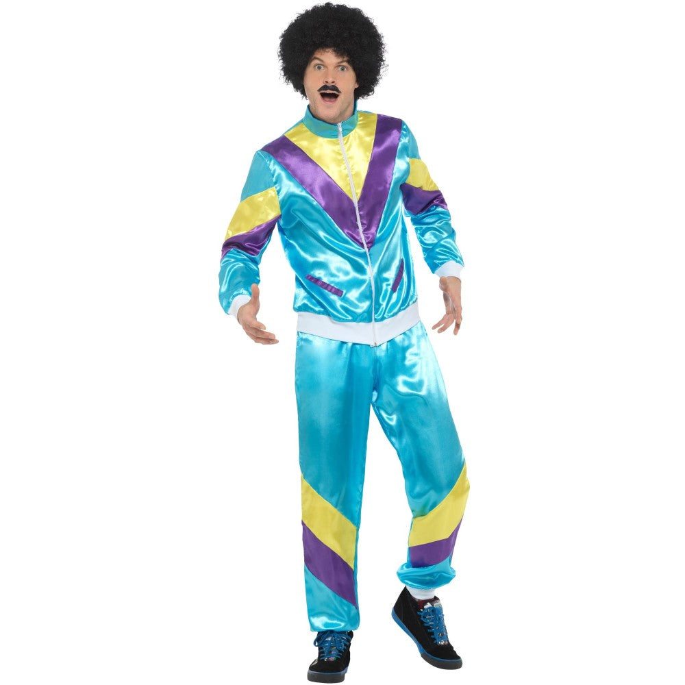 80s Height Of Fashion Shell Suit Costume | Large | Blue