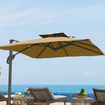 3m Cantilever Parasol W/ Hydraulic, Dual Top, Base | Khaki