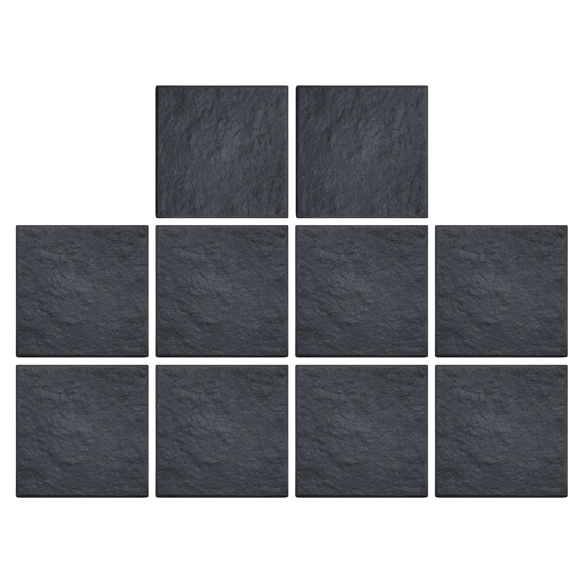 Stomp Stone Square Rubber Stepping Stones - Slate | Set of 10 | Slate