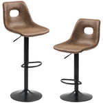 Retro Bar Stools Adjustable Leather-like Brown