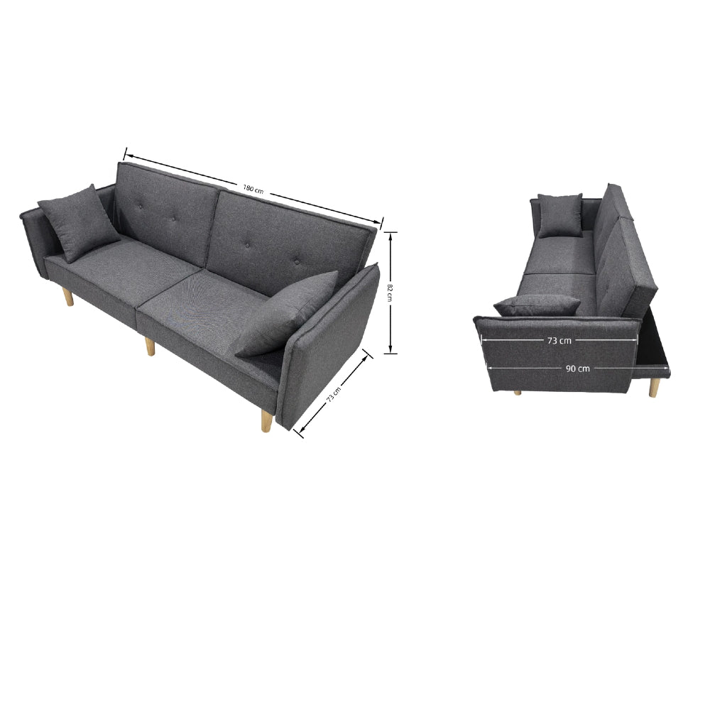 Finnley Two Seat Grey Sofa Bed | One Size | Grey