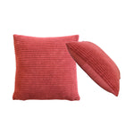 Ribbed Cushion Set, Velvet Fabric | Set of 2 | Red