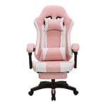 Rgonomic Gaming Chair With Adjustable Height & Backrest Office Computer Chair With Footrest And Pillow | Pink