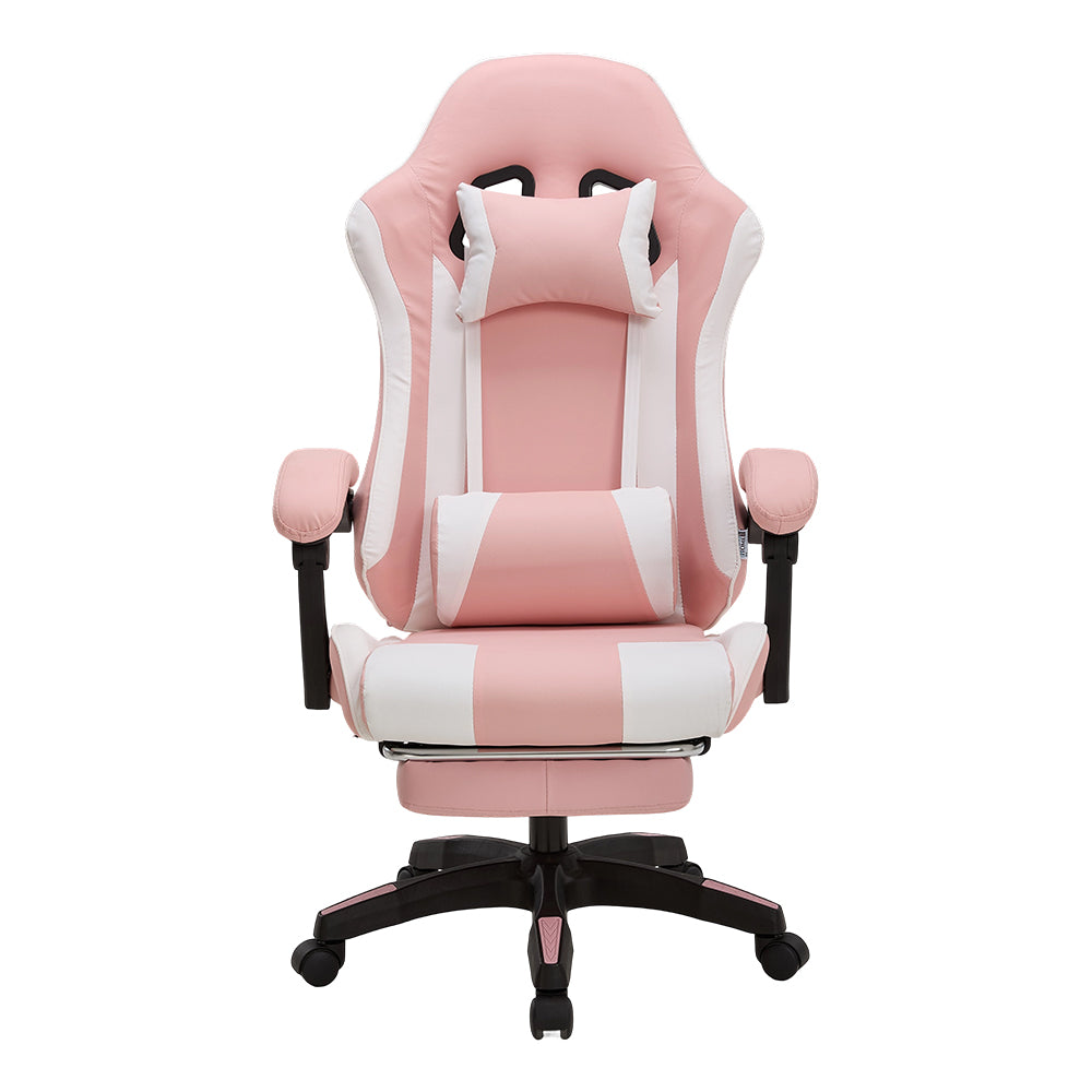 Rgonomic Gaming Chair With Adjustable Height & Backrest Office Computer Chair With Footrest And Pillow | Pink
