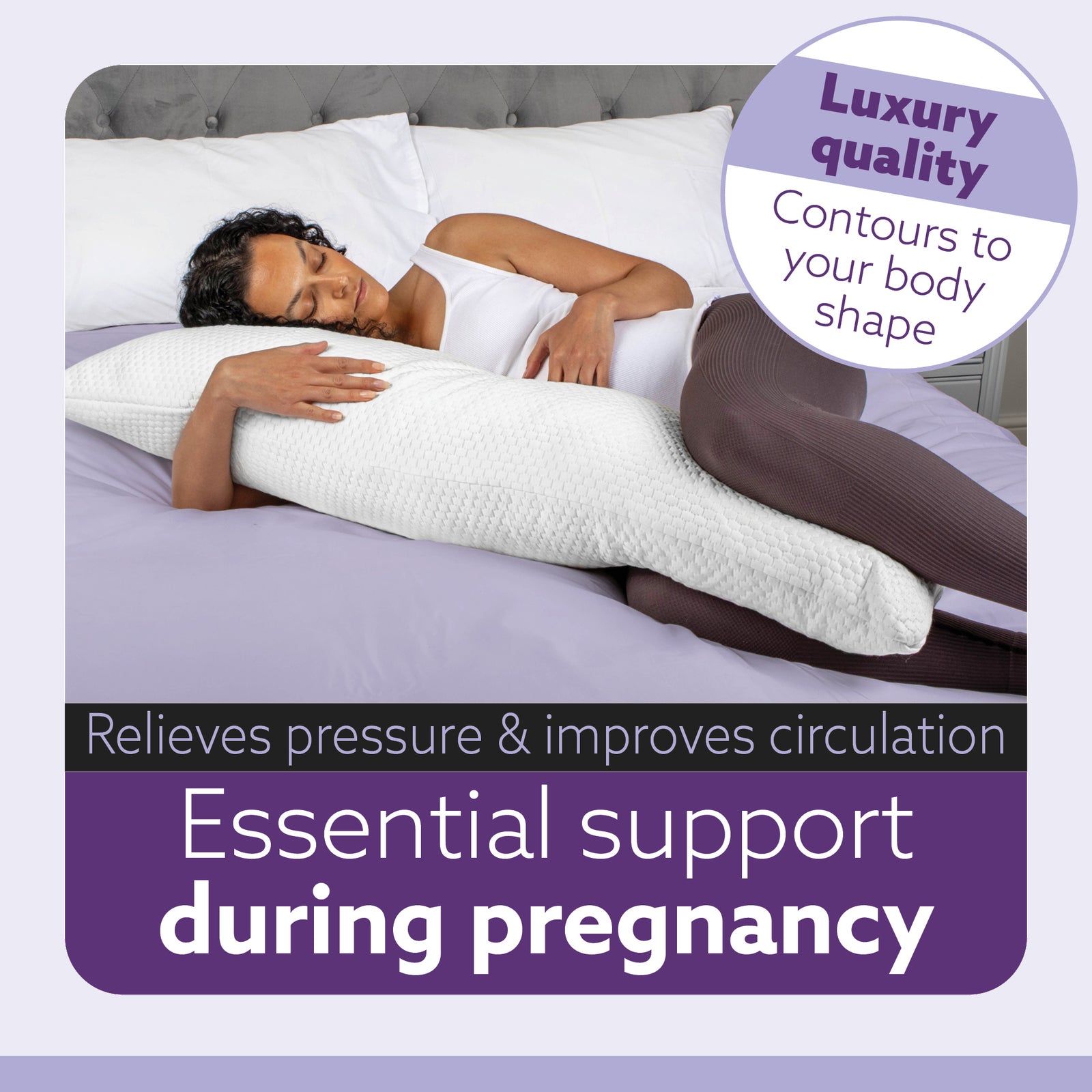 Bolster Long Full Body Cushion Pillow 120x40cm, Orthopaedic Shredded Memory Foam, Pregnancy & Side Sleepers Washable Cover
