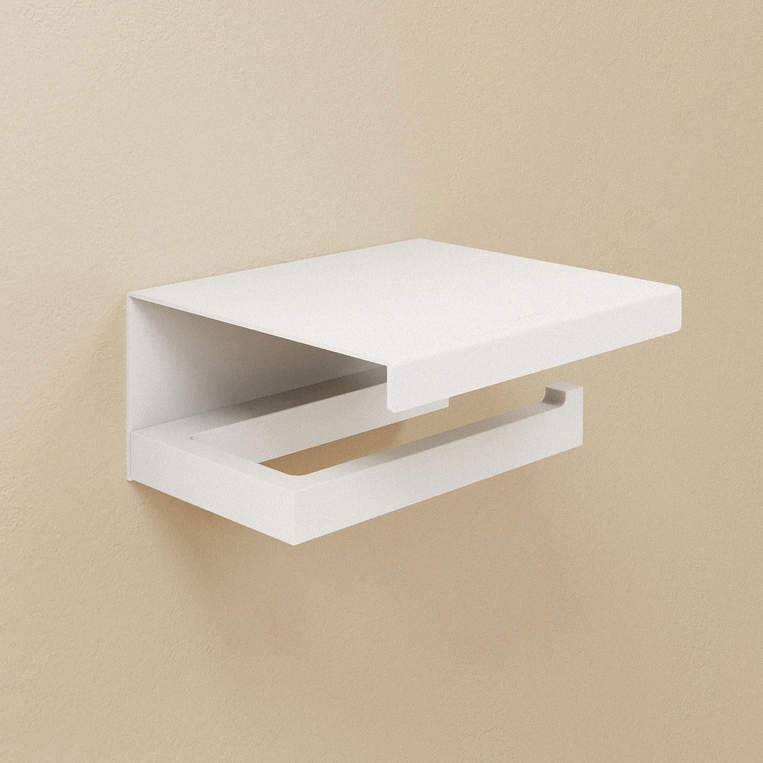 Toilet Roll Holder, White Matt, Wall-mounted, 13 Cm. Collection The Grid