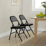 2 Pack Padded Folding Chairs, Cushioned | Black