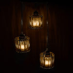 Modern 3-light Pendant Ceiling Light Adjustable Hanging Fixture With Crystal Glass Shades | Black