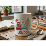 Dyzi London Bus Quote Ceramic Coffee Mug White Travel Design