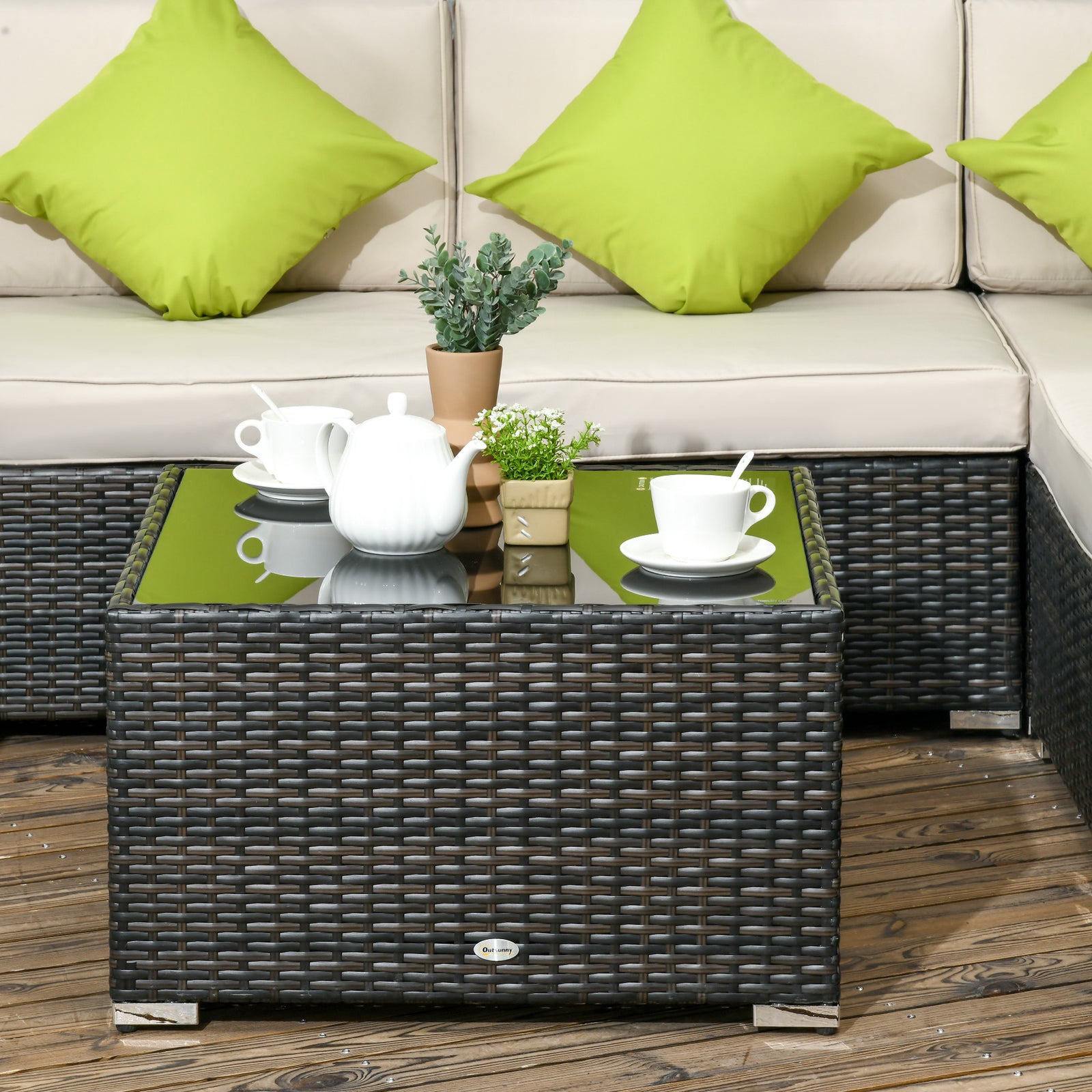 Rattan Outdoor Garden Furniture Patio Corner Sofa Set | Brown