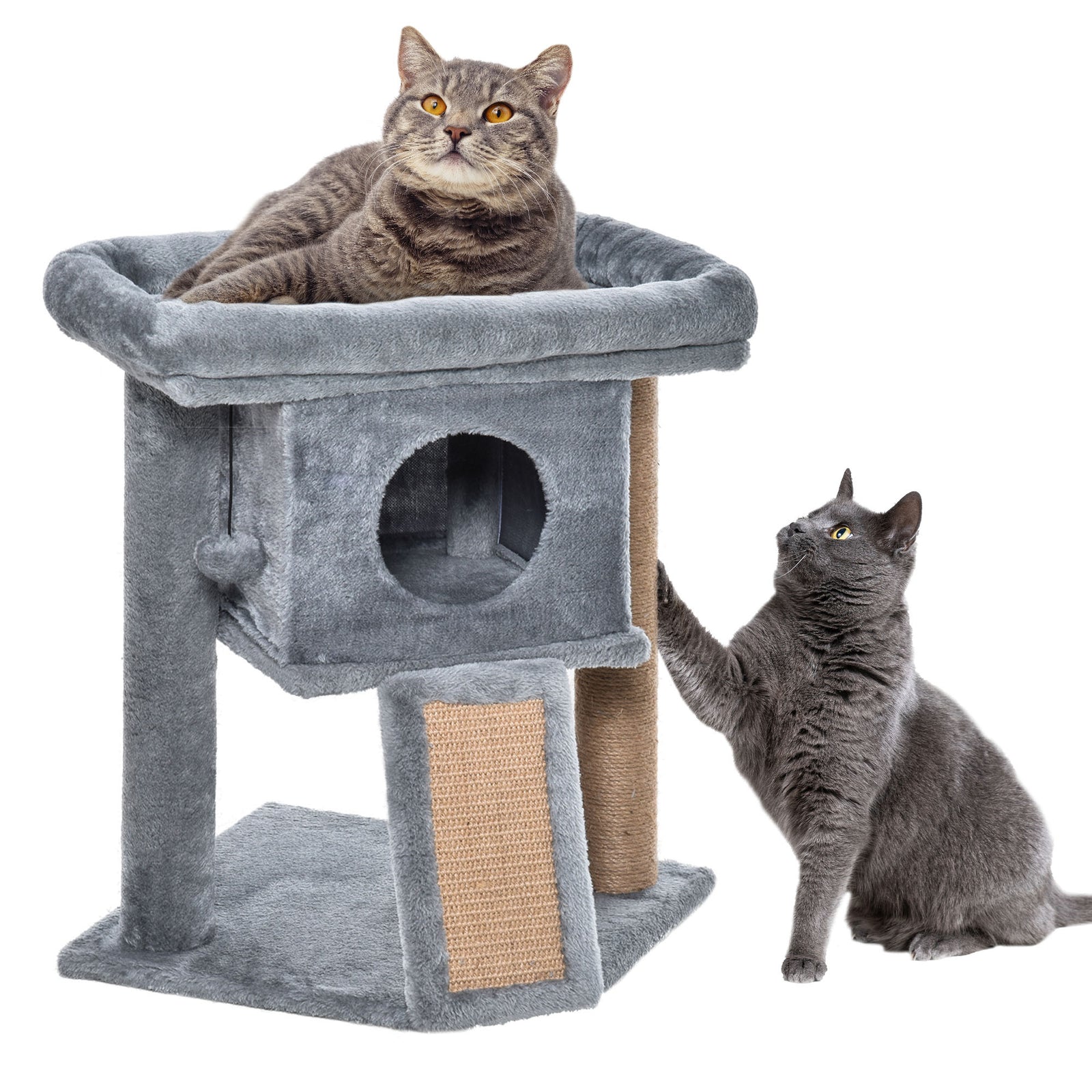 Cat Tree Activity Centre W/ Scratching Pad, Toy Ball, Cat House | Gray