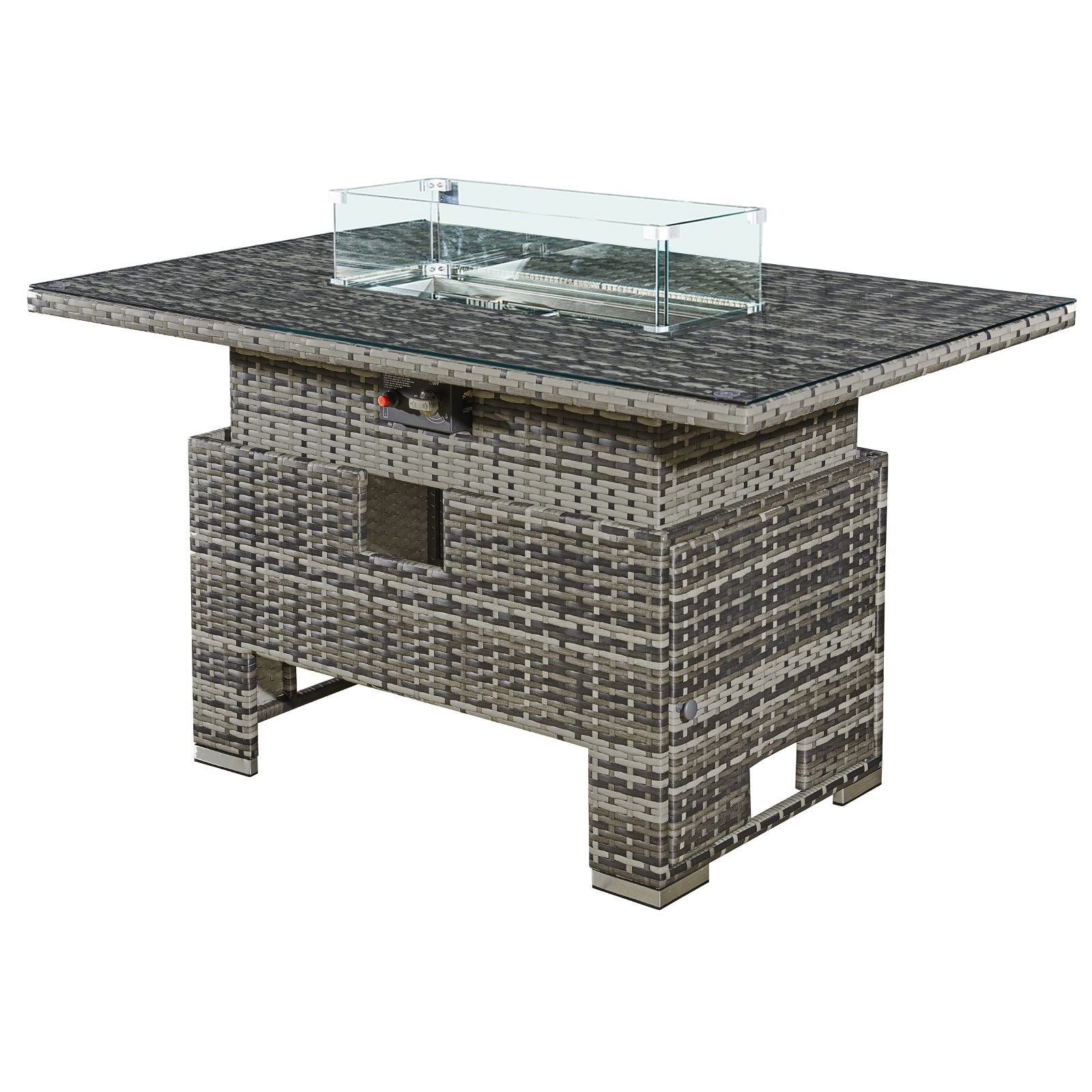 Icarus Rattan Rising Firepit Table | Walnut Grey
