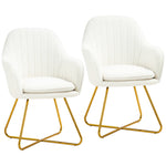 Accent Chair Set Of 2, Cashmere, Steel Legs, White