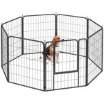 8 Panels Dog Playpen, Foldable Dog Pen Indoor Outdoor With Door | 80cm | Black