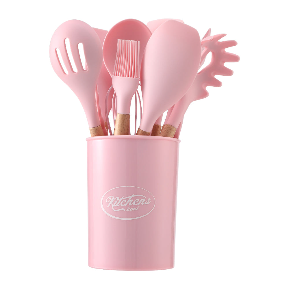 11-piece Silicone Kitchen Utensil Set For Nonstick Cookware | Pink