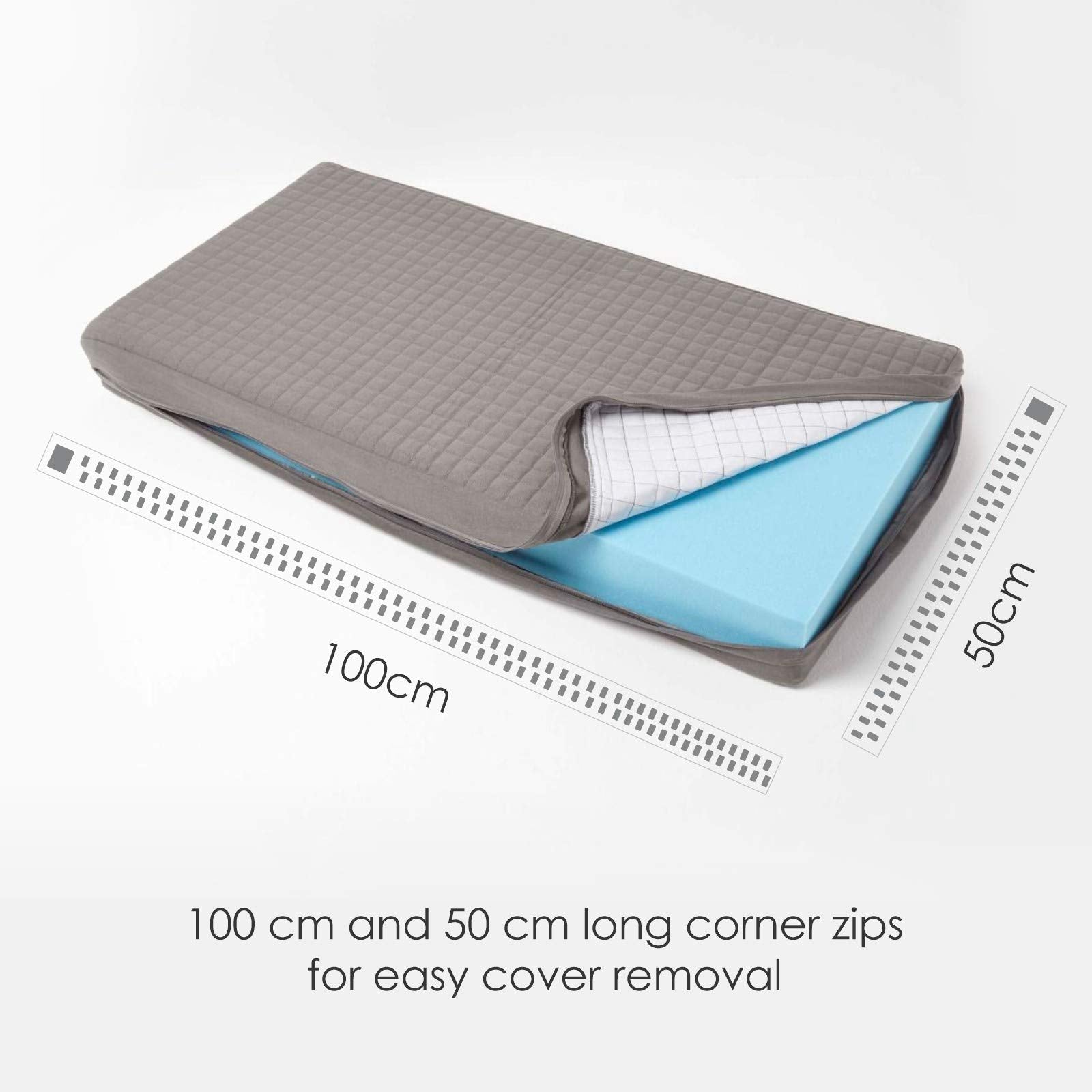 Cotton Orthopaedic Foam 2 Seater Booster Cushion | 50cm x 100cm | Charcoal Grey