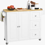 HOMCOM Kitchen Island On Wheels, Kitchen Cart With Drop Leaf, White