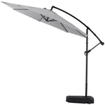 3m Banana Cantilever Patio Parasol For Outdoor Sunshade And Rain With Fillable Base On Wheels | One Size | Light Grey