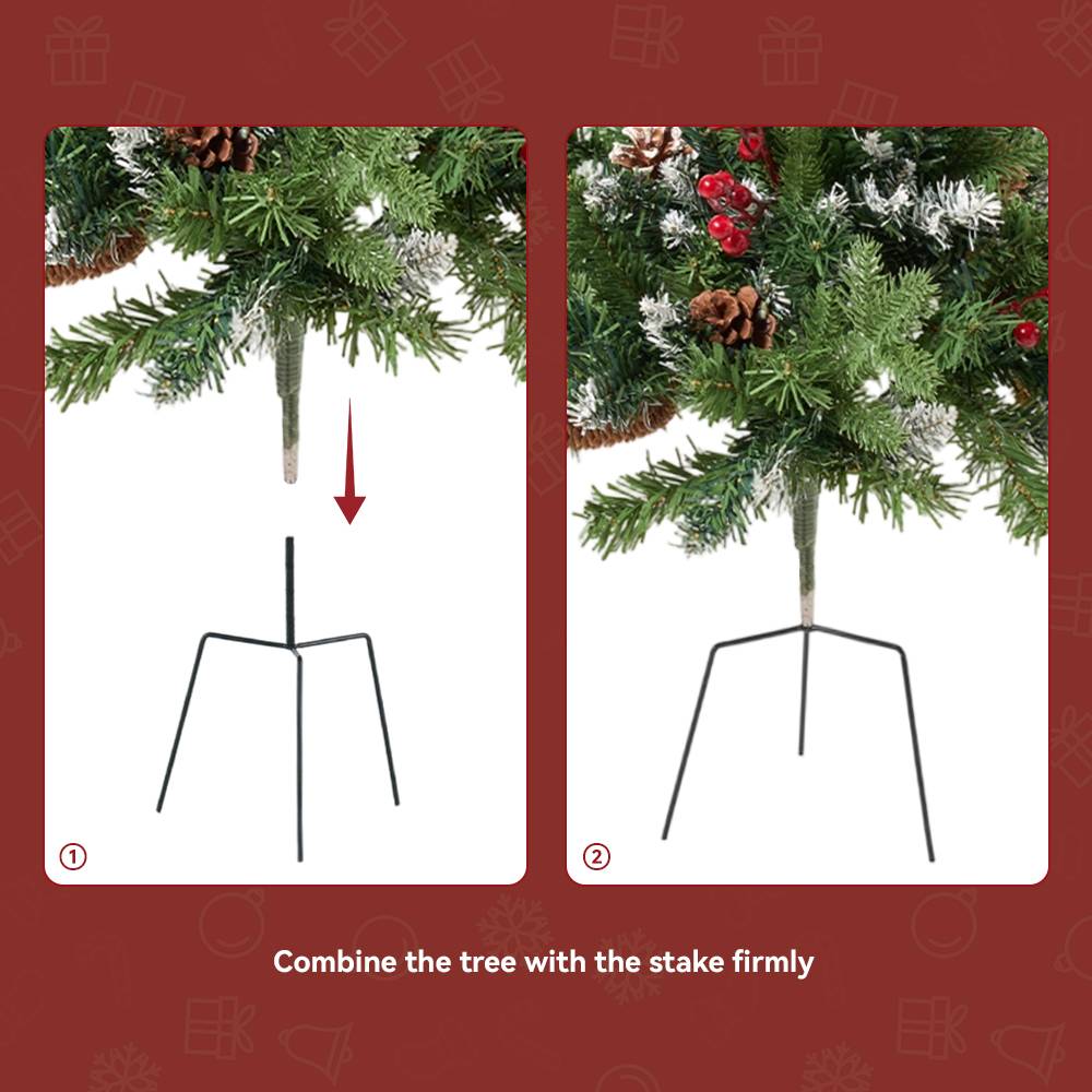Pre-lit Artificial Christmas Tree Urn Filler With Tripod Stake