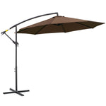 3m Garden Parasol W/ Crank & Base | Brown