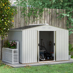 Garden Shed Storage Unit With Locking Door Floor Foundation | Medium | Silver