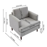 Mid-century Modern Single Sofa Chair – Linen Upholstery, High-density Foam, Walnut Legs, Comfortable Accent Chair | Light Grey