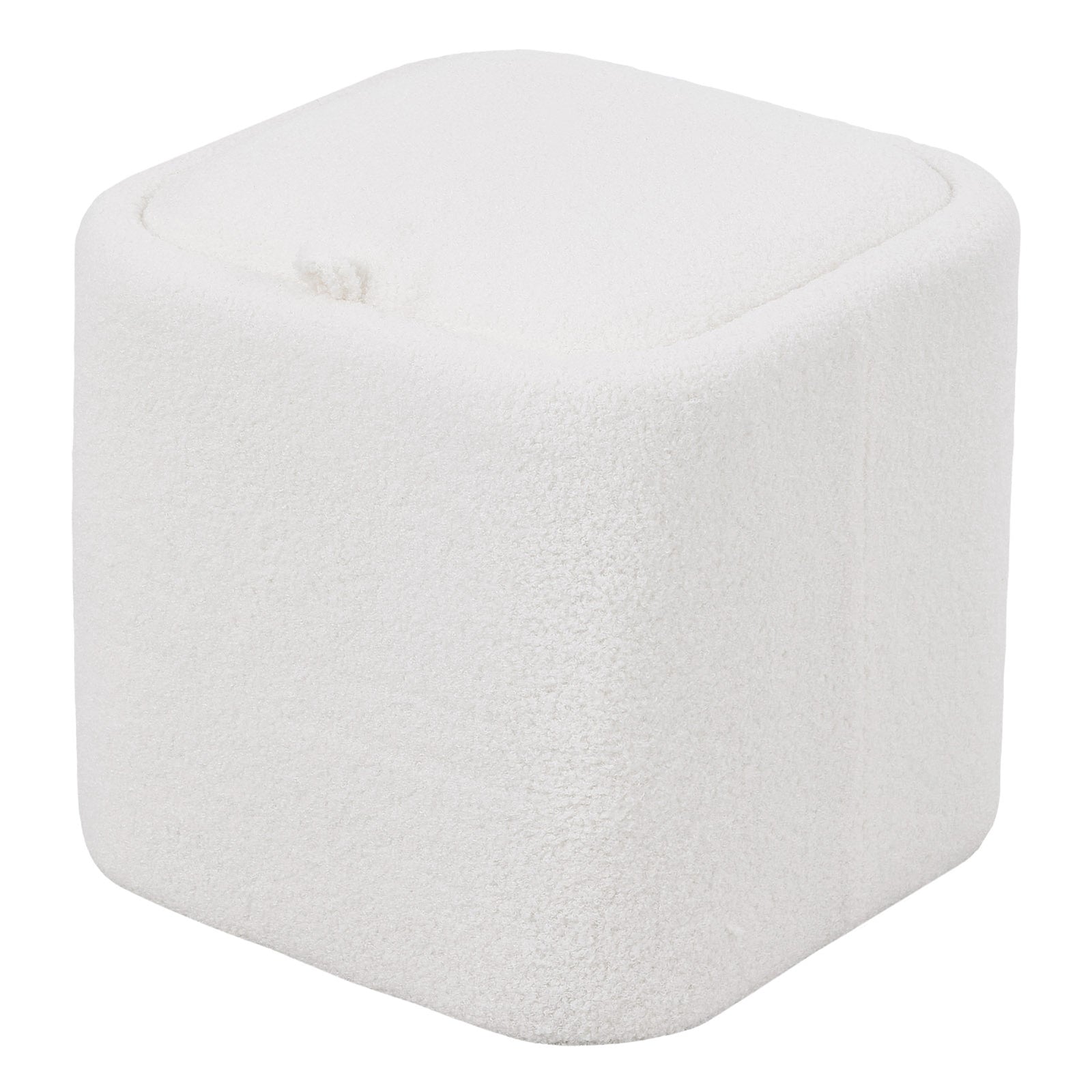 Modern Cube Storage Footstool Ottoman With Reversible Lid | White