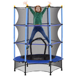 4.6ft/75" Kids Trampoline With Safety Enclosure, Indoor Outdoor | Blue