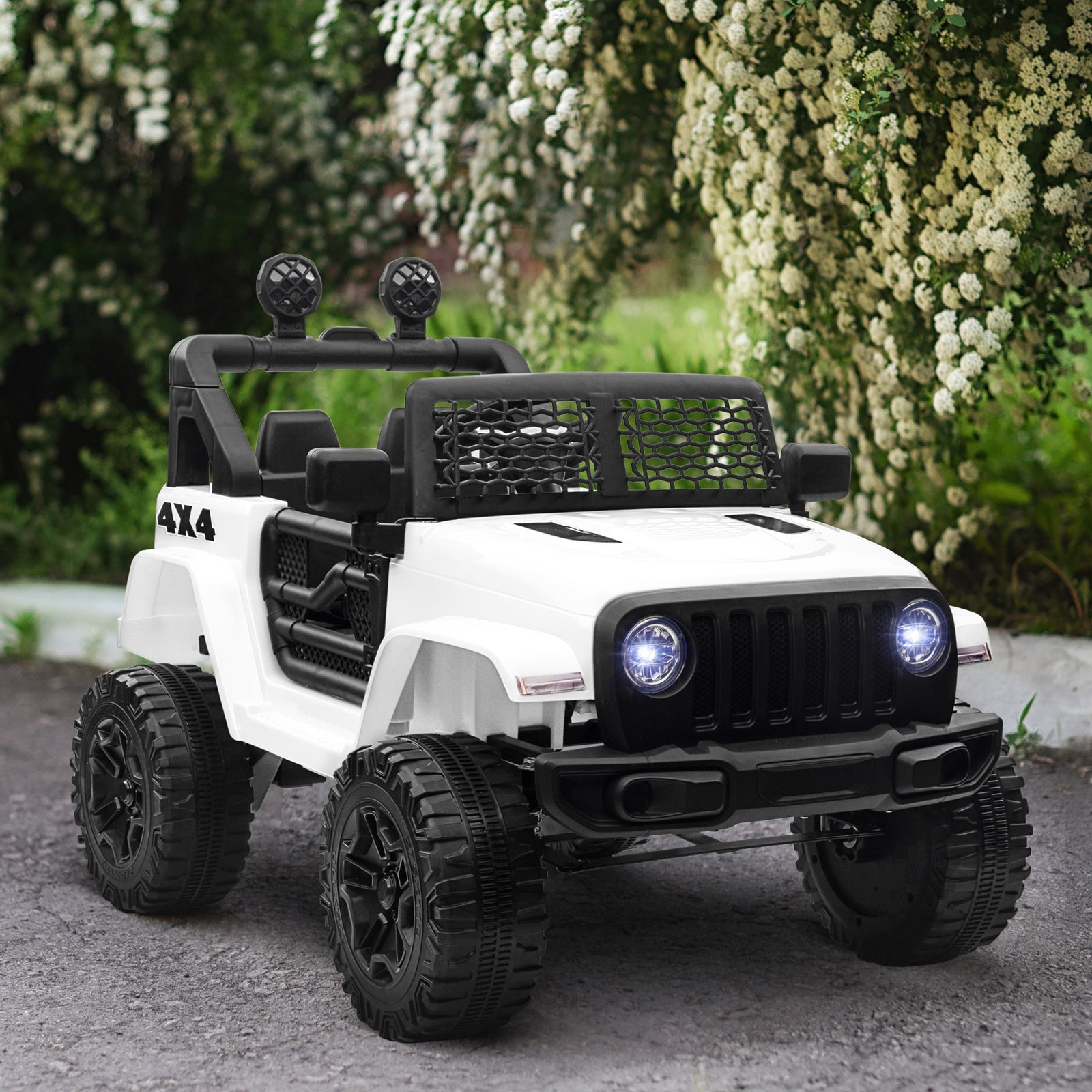 12v Kids Electric Ride On Car Truck Off-road Toy W/ Remote Control | White