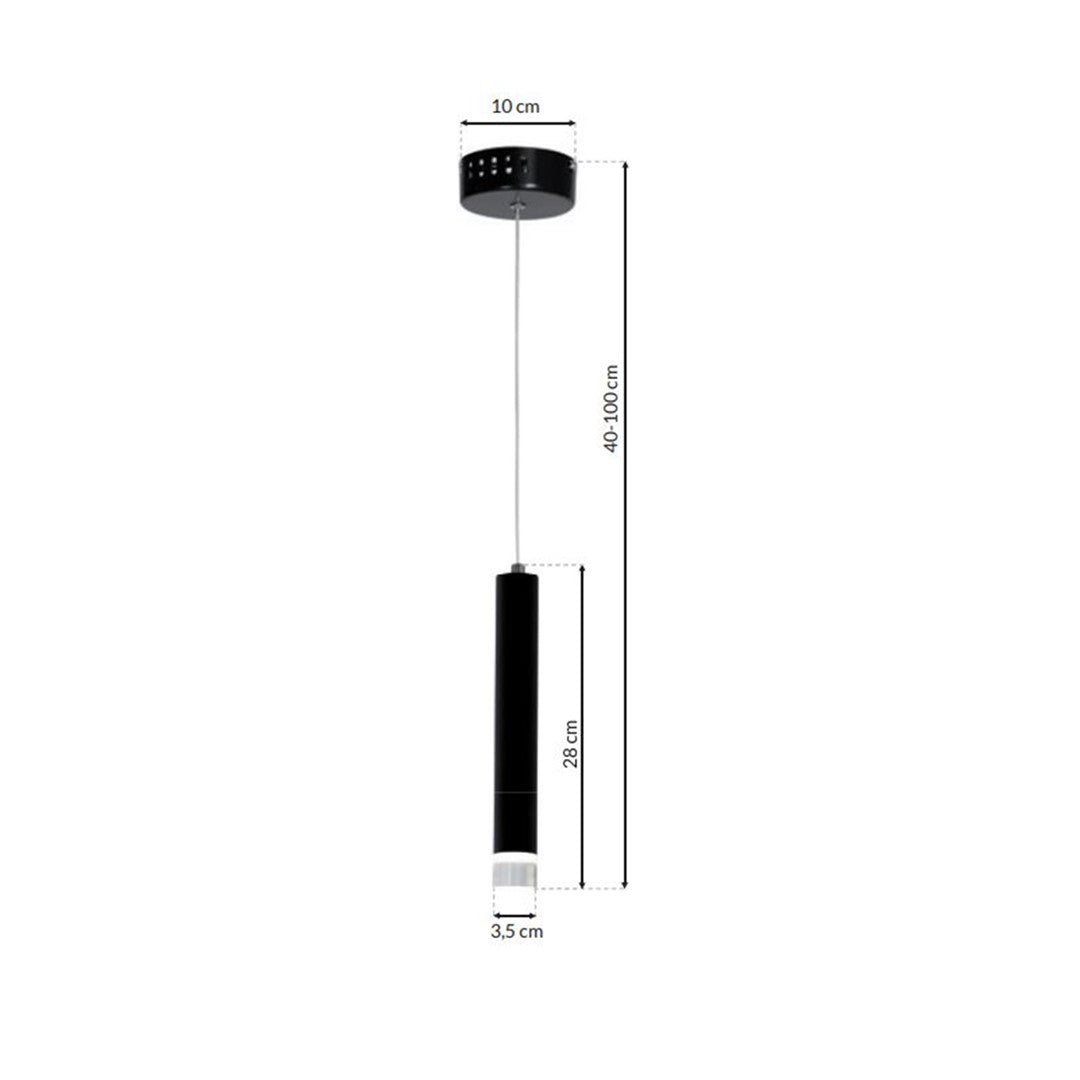 Carbon Black Led Pendant Lamp 1x5w Eye Catching Contemporary Cylindrical Lights With Built In Low Consumption Light Source