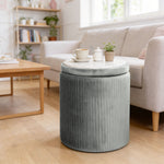 Round Storage Ottoman With Removable Top | Grey
