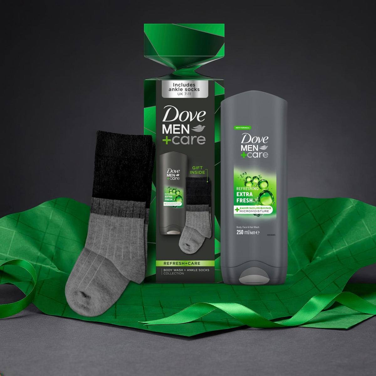 Refresh And Care Face And Body Wash With Socks Gift Set For Him | Set of 2