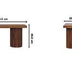 Astoria Fluted Bench, 2 cylindrical fluted bases, Warm Brown
