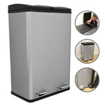 60l Dual Pedal Bin | Silver
