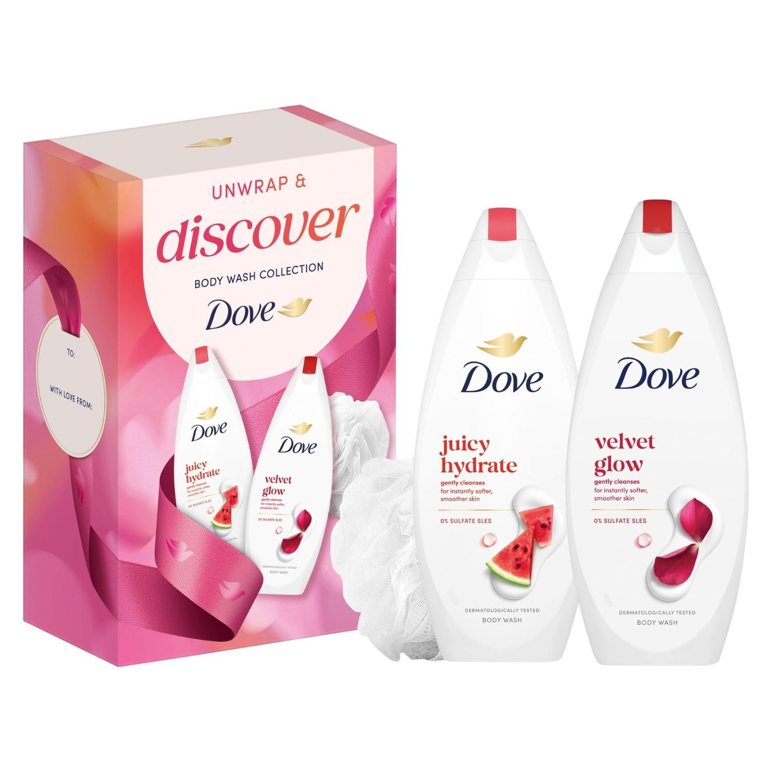 Unwrap And Discover Body Wash Collection For Her With Puff, 2pc | Set of 1