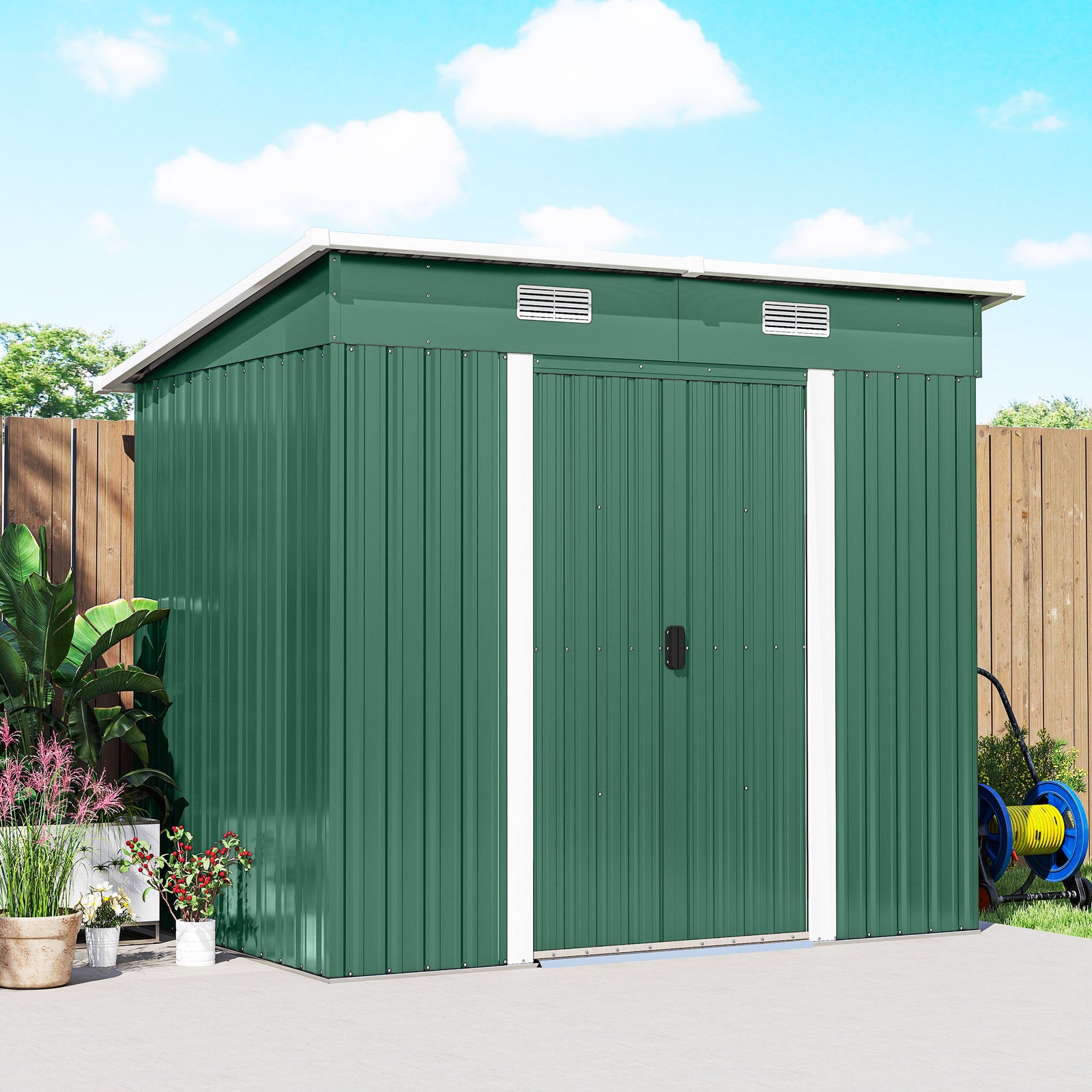 7 X 4ft Outdoor Garden Storage Shed For Garden | Green