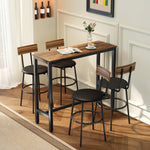 Bar Table Coffee Table With Adjustable Footpads For Breakfast Dining | Rustic Brown