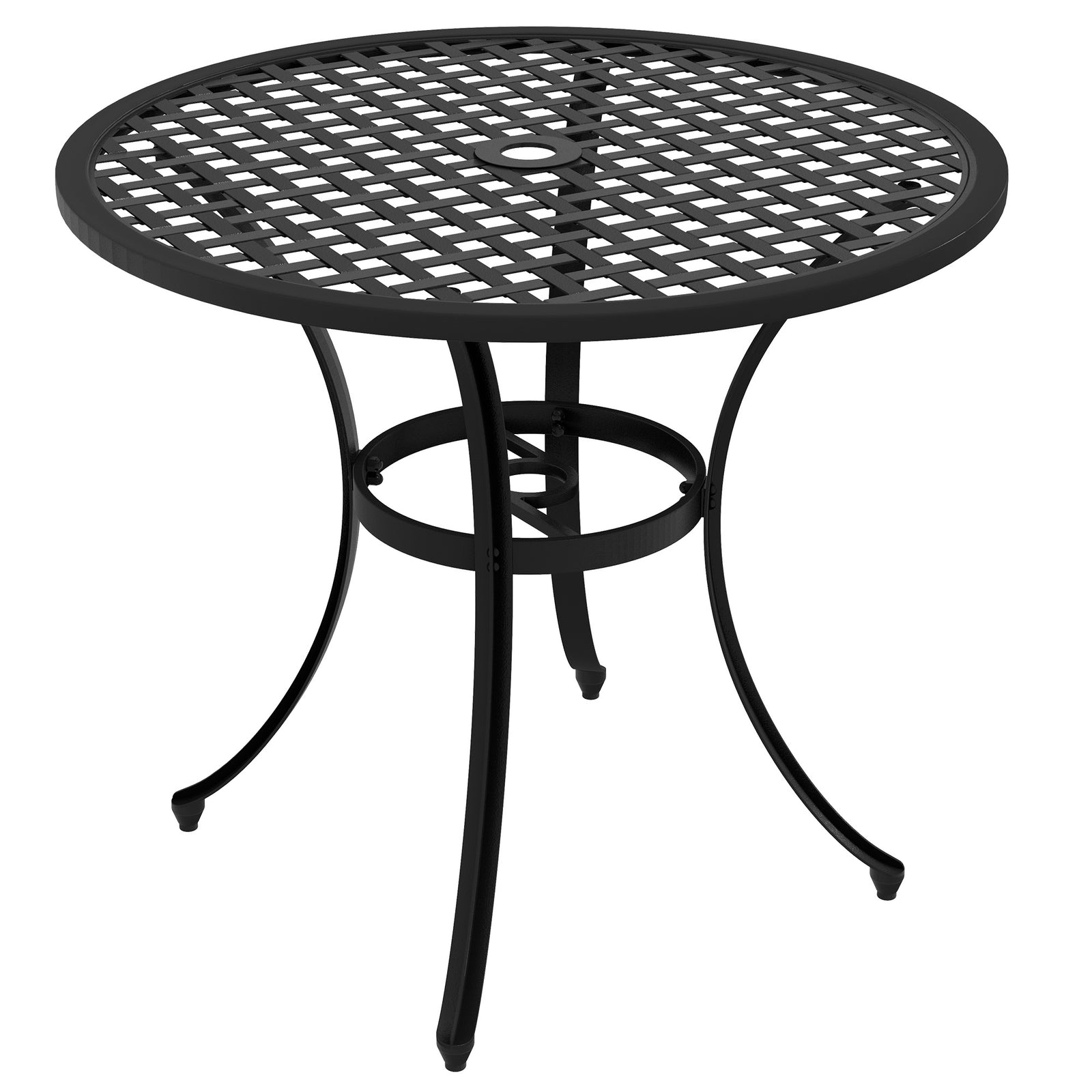 85cm Round Garden Table, Cast Aluminum, Black
