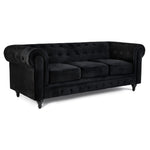Chesterfield Scroll Arm Velvet Sofa 3 Seater | Black
