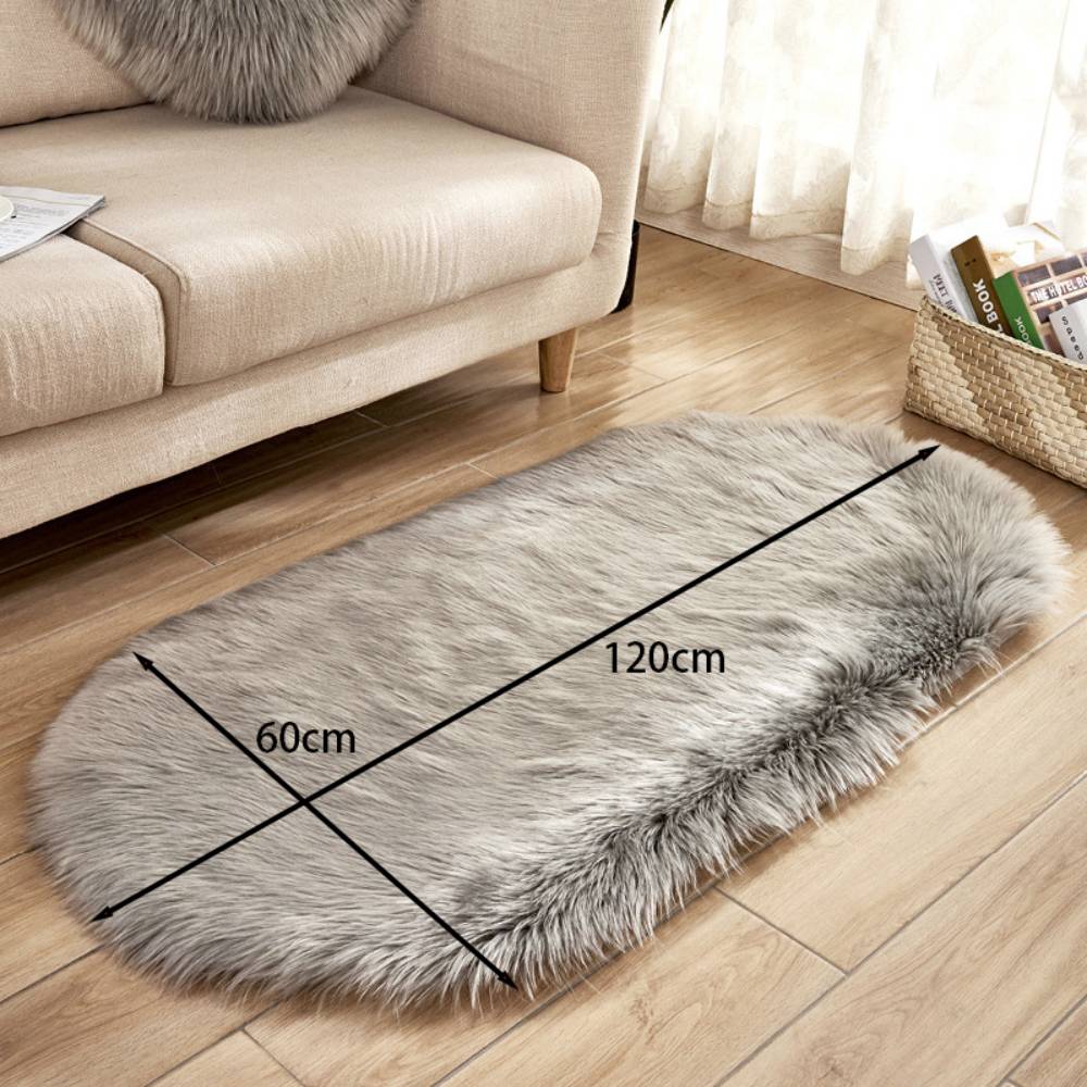 Oval Super Soft Shaggy Area Rug | Medium | Grey