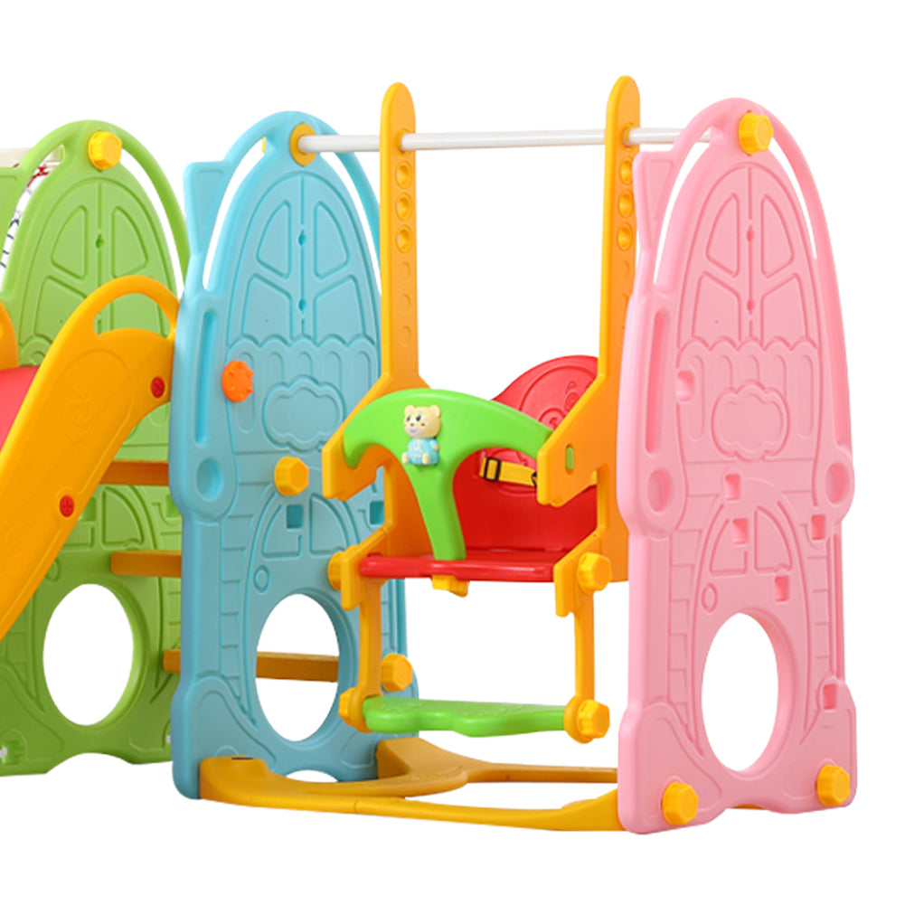 Colorful Toddler Slide And Swing Playset With Music And Safety Belt Indoor Playground For Kids Ages 1–4