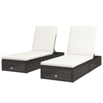 Garden Sun Lounger Rattan Recliner Lounger Chair  Set Of 2