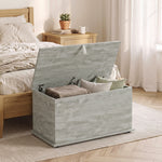 Storage Chest With Safety Hinged Lid, 102l Storage Box | Grey