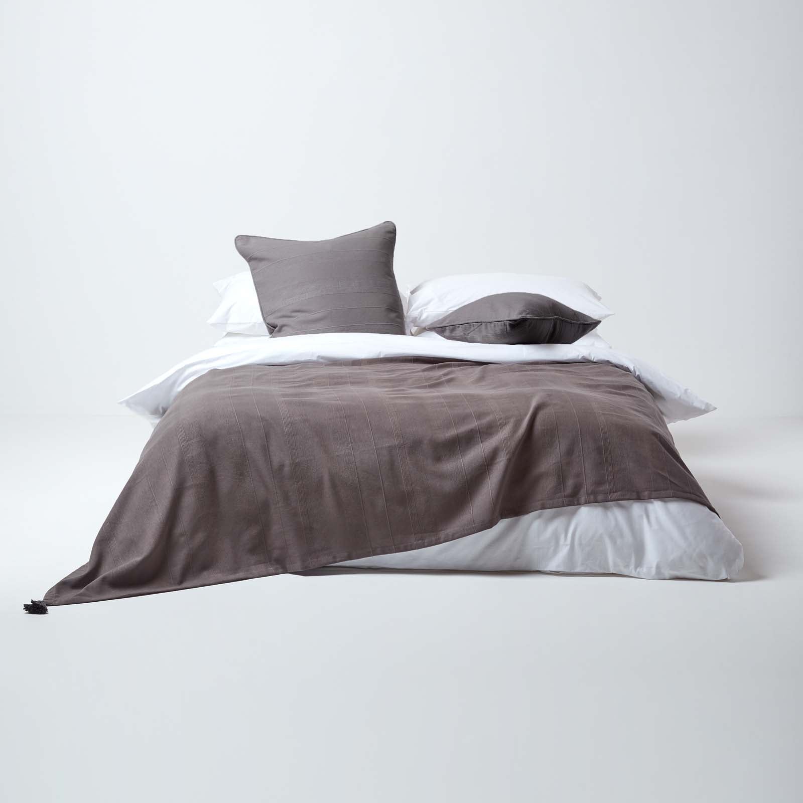 Cotton Rajput Ribbed Throw | 255cm x 360cm | Sea Grey