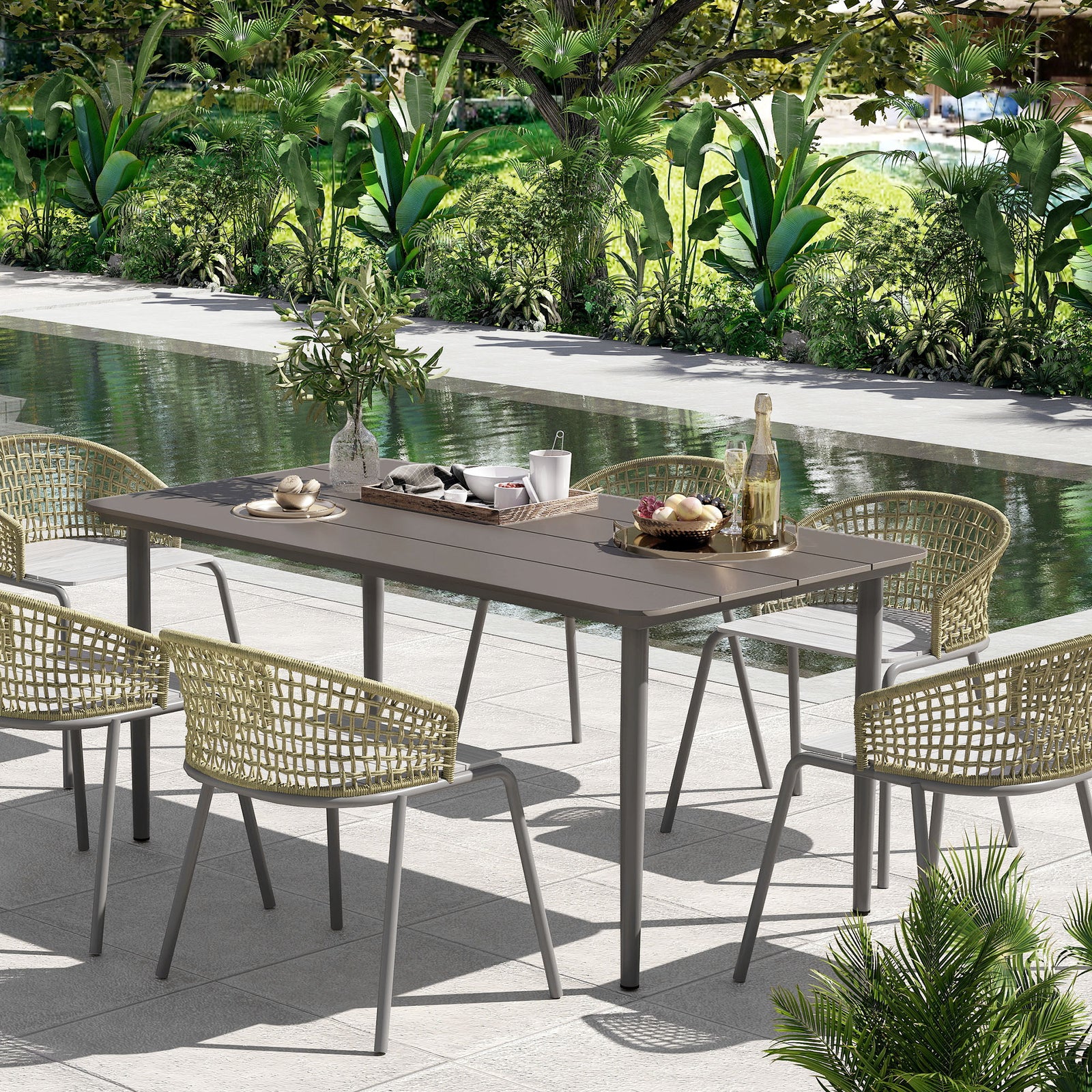 Garden Table W/ Rust Resistant Metal | Dark Gray